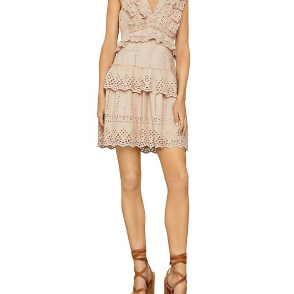 NWT BCBG cotton Flax Eyelet dress, sz 4. - Picture 3 of 11